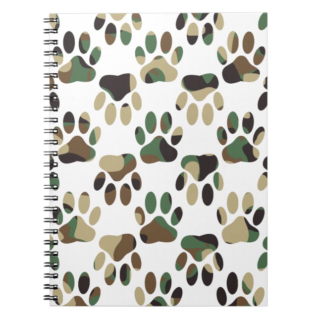Camo Pattern Dog Paw Print Notebook (Front)