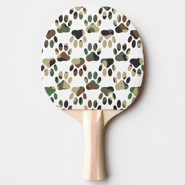 Camo Pattern Dog Paw Print Ping Pong Paddle (Front)