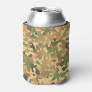 Camo Pattern - Green Orange Brown Black Can Cooler