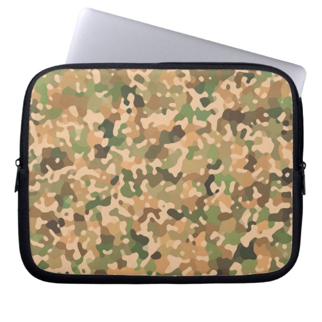 Camo Pattern - Green Orange Brown Black Laptop Sleeve (Front)