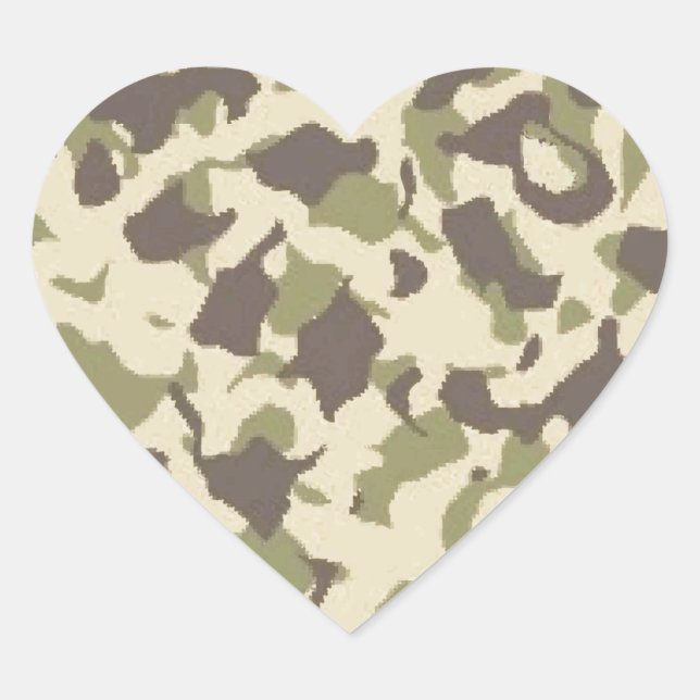 Camo Pattern Heart Sticker (Front)