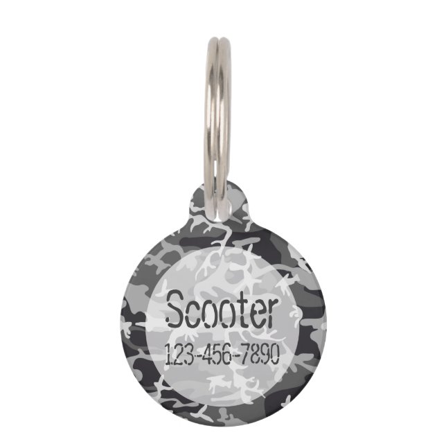 Camo Pattern Monogram Pet Name Tag Dog & Cat (Front)