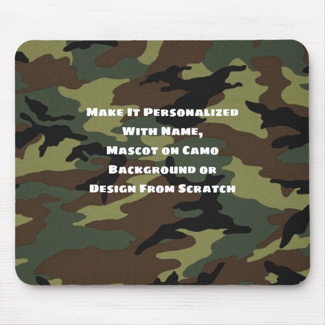 Camo Pattern Mouse Pad, Personalised Name Mascot Pad (Front)