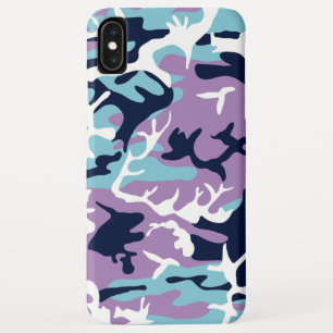 Camo Pattern - Purple Navy Blue White iPhone XS Max Case