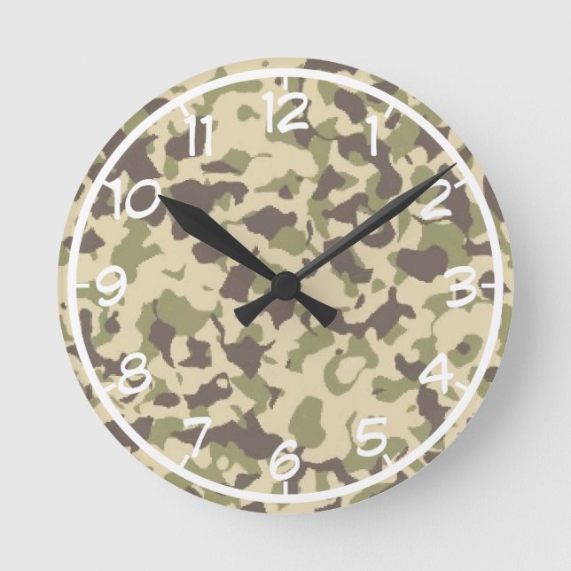 Camo Pattern Round Clock (Front)