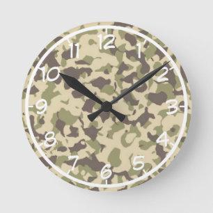 Camo Pattern Round Clock