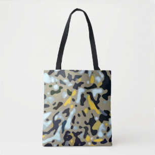 Camo Pattern - Yellow White Beige Blue Black Tote Bag