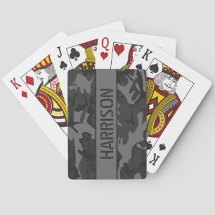 Camo Personalised Charcoal Grey Playing Cards