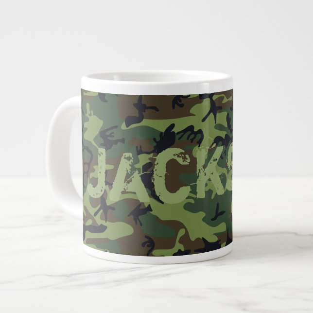 Camo Personalised Large Coffee Mug (Front Left)