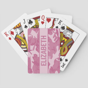 Camo Personalised Pink Playing Cards