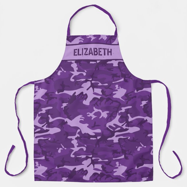 Camo Personalised Purple Apron (Front)