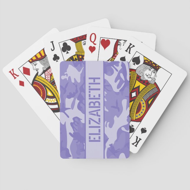 Camo Personalised Purple Playing Cards (Back)