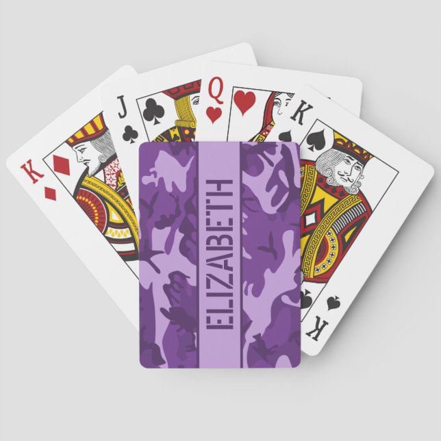 Camo Personalised Purple Playing Cards (Back)