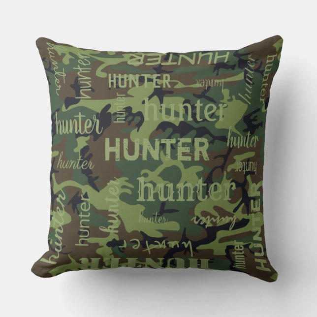 Camo Personalised Shorter Name Cushion (Front)