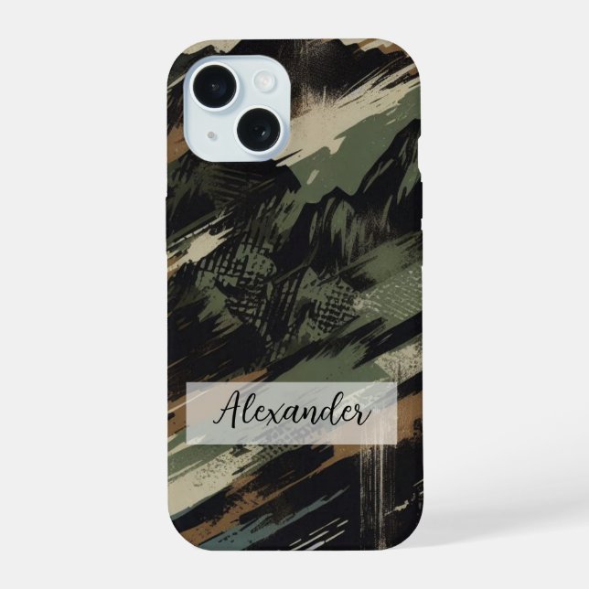 Camo Phone Case with Mountain Silhouette (Back)