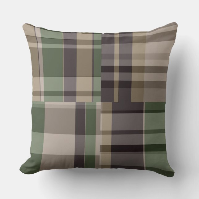 Camo Plaid Geometric Cushion (Front)
