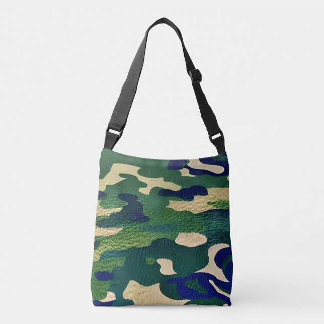Camo Print Cross-Body Tote Bag (Front)