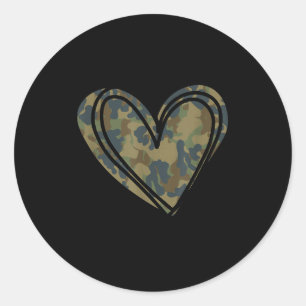 Camo Print Heart Valentines Day  Classic Round Sticker