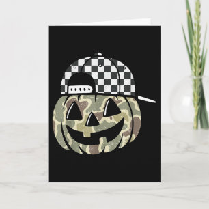 Camo Pumpkin Jack O Lantern Face Camouflage Hallow Card