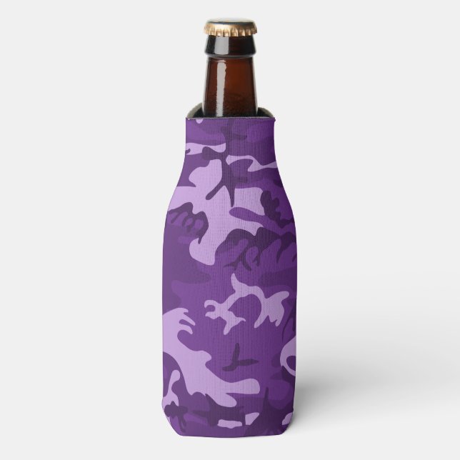 Camo Purple Bottle Cooler (Bottle Front)