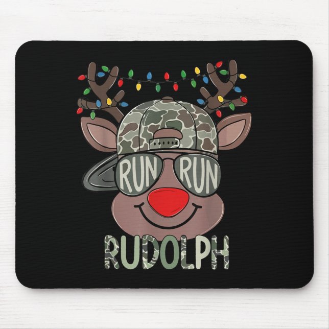 Camo Reindeer Hat Ball Cap Christmas Boy Cute Xmas Mouse Pad (Front)