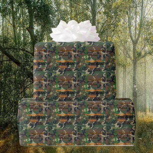 Camo Repeating NAME Happy Birthday Gift Wrapping Paper