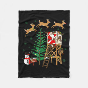 Camo Santa Christmas Deer Hunting Camouflage Hunte Fleece Blanket