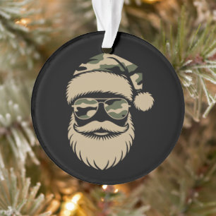 Camo Santa Claus Sunglasses Xmas Camouflage Ornament
