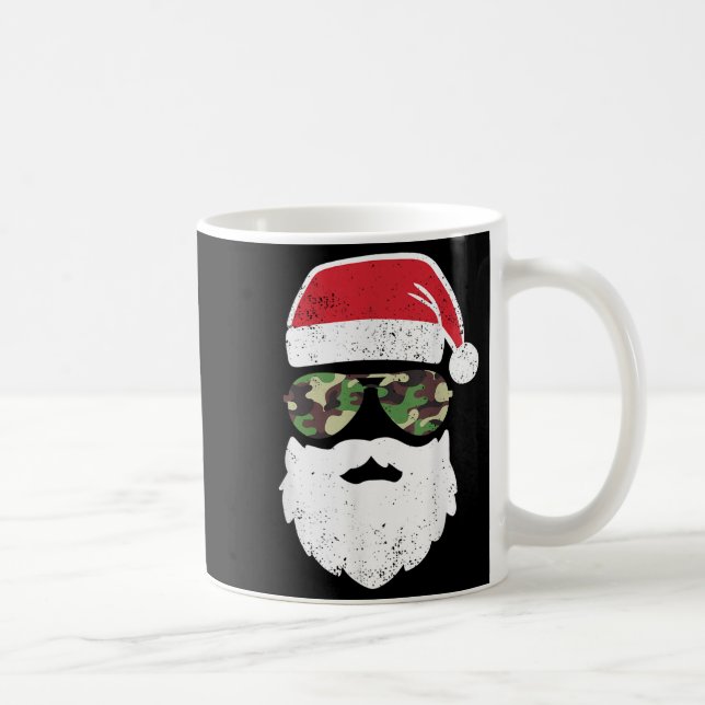 Camo Santa Claus Sungles Funny Camo Christmas Camo Coffee Mug (Right)