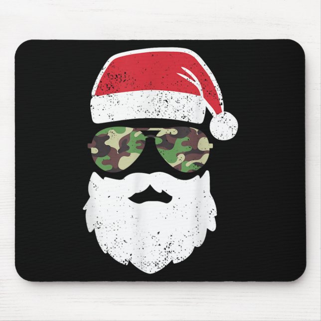 Camo Santa Claus Sungles Funny Camo Christmas Camo Mouse Pad (Front)