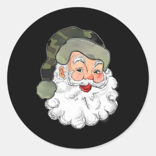 Camo Santa Merry Christmas Kids Camouflage Funny C Classic Round Sticker