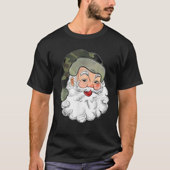 Camo Santa Merry Christmas Kids Camouflage Funny C T-Shirt (Front)