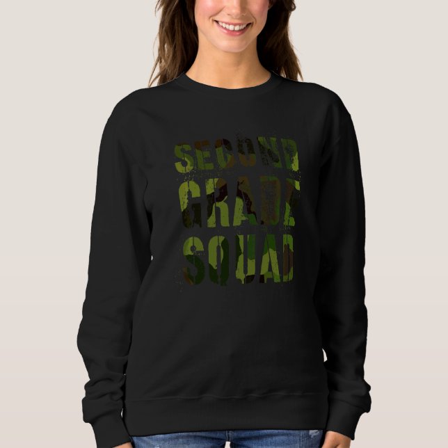 Camo Second Grade Squad Teacher Hello 2nd Grader V Sweatshirt (Front)