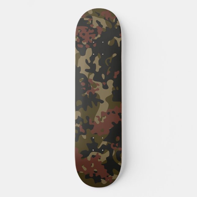 Camo Skateboard Green Brown Black Tan (Front)
