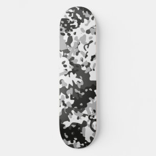 Camo Skateboard White Black Gray 