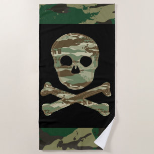Camo skull beach towel