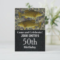 Camo Smalllmouth Bass Fishing 50th Birthday