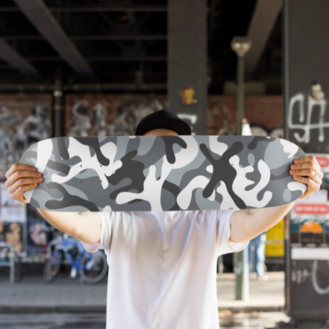 Camo Snow Skateboard | Camo Skateboard (Gray Camo Skateboard Deck)