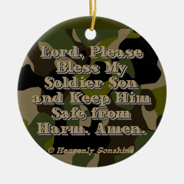 Camo Soldier Son Prayer Ceramic Ornament (Front)