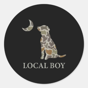 Camo Southern Local Boy Duck Hunting Black Lab Out Classic Round Sticker