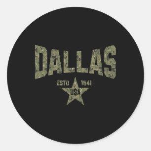Camo Souvenir Usa Star Dallas Texas  Classic Round Sticker