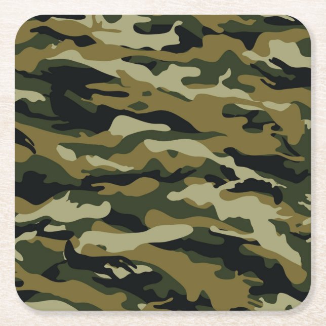 Camo Square Paper Coaster (Front)