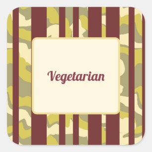 Camo Stripes Party Food Vegetarian Square Sticker