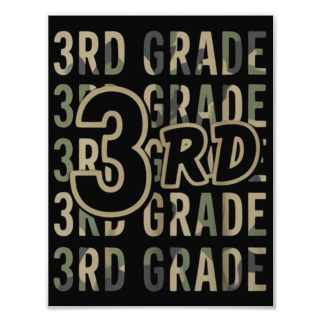 Camo Team 3rd Grade Squad Back To School Teacher  Photo Print (Front)