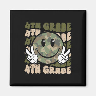 Camo Team 4th Grade Squad Bruh We Back Teacher Kid Magnet