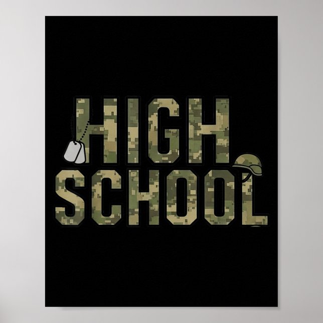 Camo team highschool squad back to school teacher poster (Front)