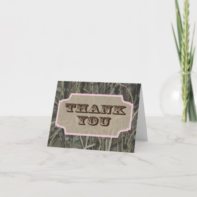 Camo Thank you note cards Pink (Front)