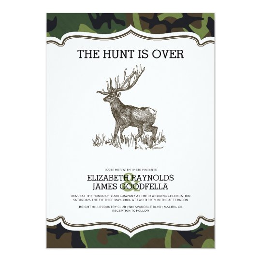 Camo The Hunt is Over Wedding Invitations