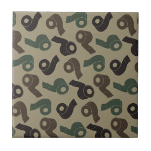 Camo Toilet Paper Woodland Camouflage Pattern Ceramic Tile