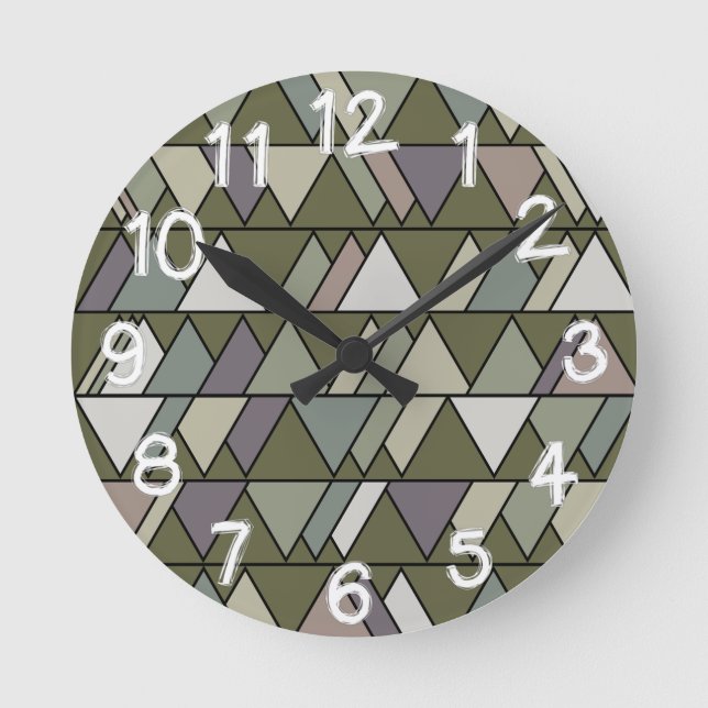 Camo Triangles  Round Clock (Front)